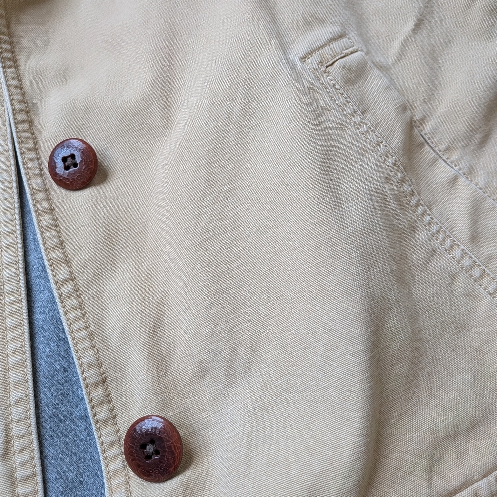 L.L. Bean Women's Tan Chore Coat Jacket with Brown Accents 100% Cotton Size M - Picture 8 of 12